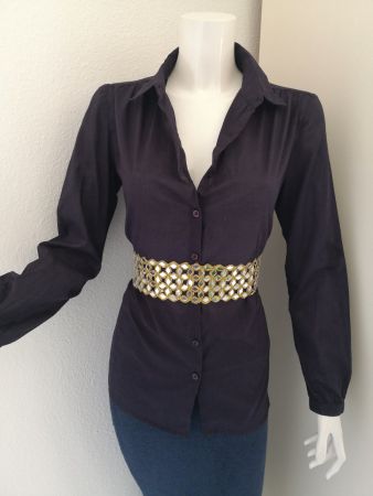 🤩MANGO BAUMWOLL-BLUSE VIOLET MIT NÄHTE