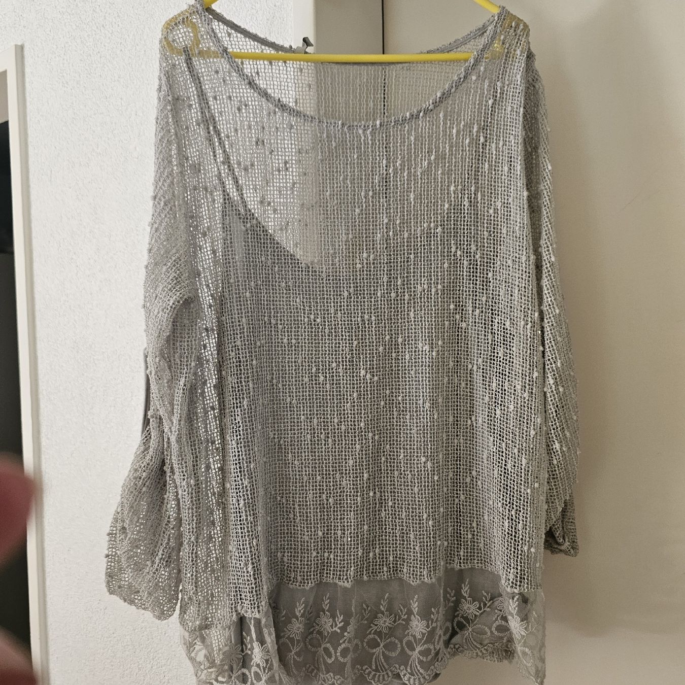 Blusen: Damen Pullover mit Top grau Spitze Strick gr 46 – Neu (gemäss Beschreibung) aus wolfhalden von 46464646 3