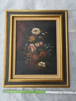 Tableau ancien encadré - Peinture à l'huile nature morte 