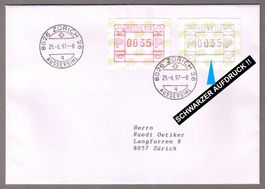 ATM 9 rot+SCHWARZ!_FD 25.6.97_8026 Zürich 26 Aussersihl_FDC!