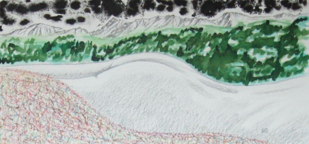 Gemälde: Zeichnung: Some Mountains – Neu (gemäss Beschreibung) aus Fribourg von erw_68dx