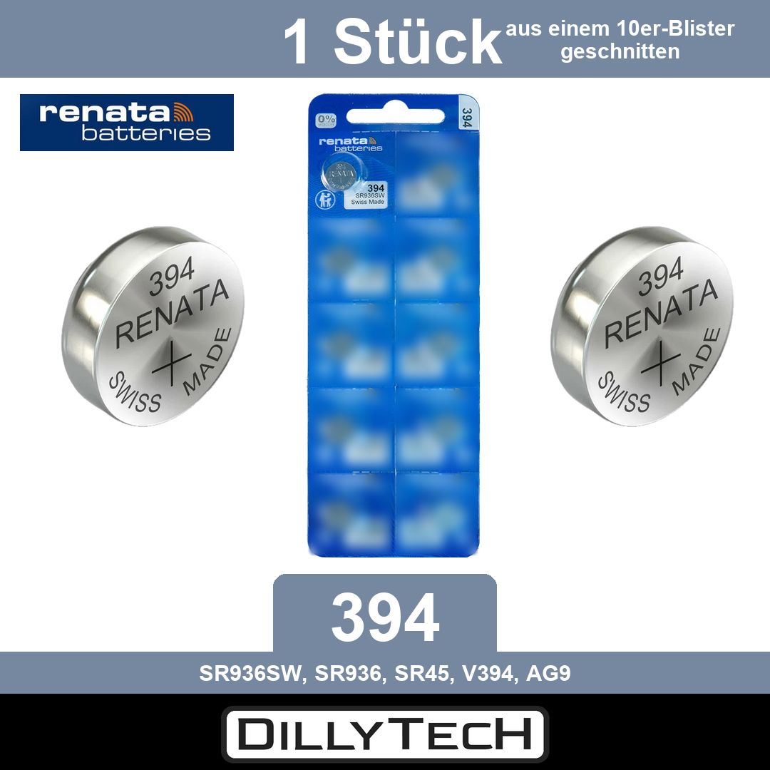 Caricatori & Batterie: Renata 394 SR936SW Knopfzellenbatterie - 1 Stk. – Nuovo e nell'imballaggio originale da Meilen venduto da DillyTecH