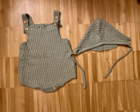 Baby Outfit Knit Romper & Hat Set, Size 80, 9-12 months