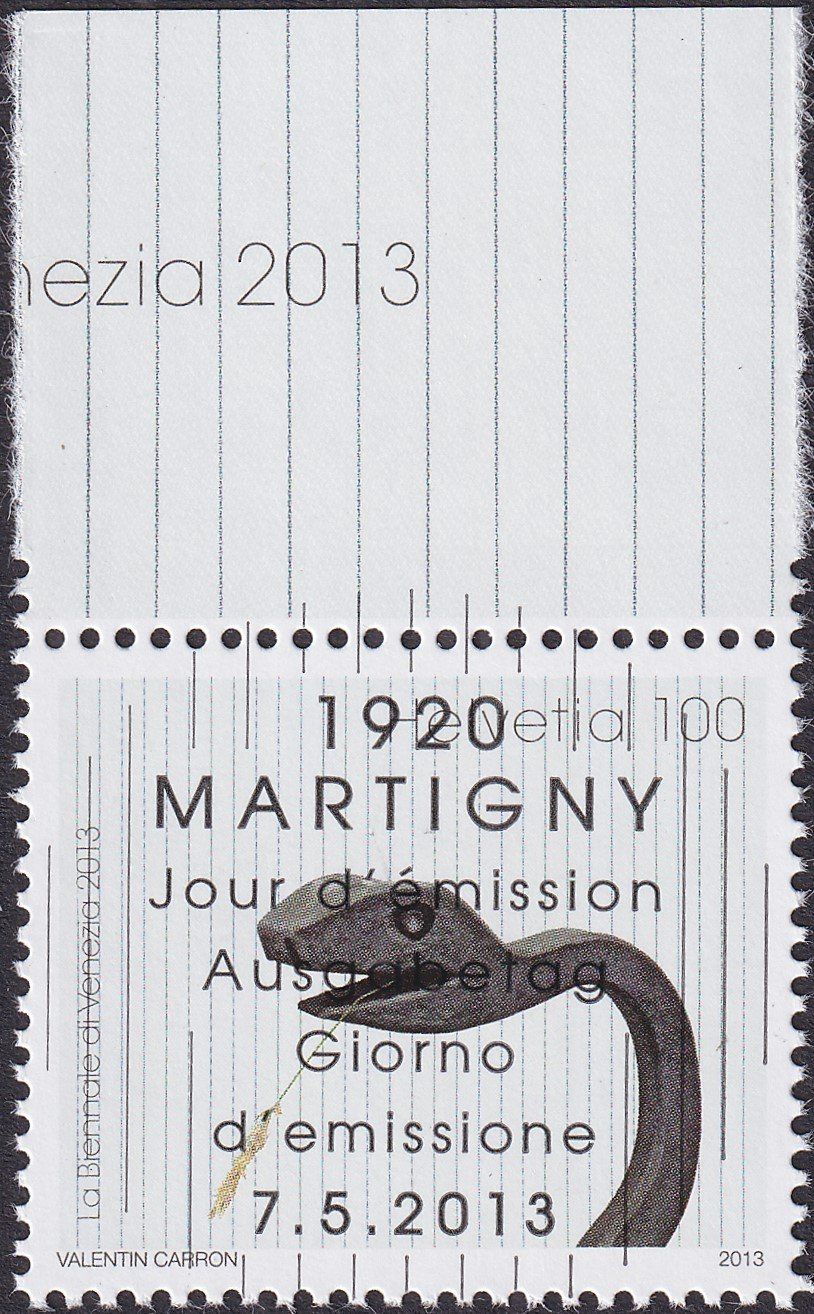 Alle Briefmarken: 2013, Nr.1467 "Biennale" mit Ersttags-Voll-Stempel +TAB – Gebraucht aus Sursee von Luzernerraute