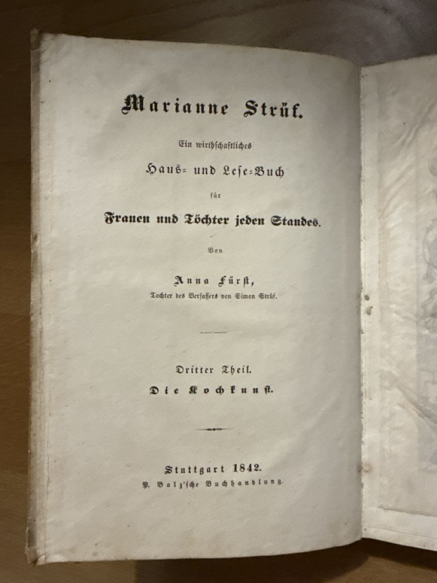 Libri: Marianne Strück Kochbuch, 1842 – Usato da Neuhausen venduto da DELY 1