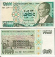 Türkei 50000 lira 1995  unz bankfrisch