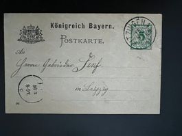 Postkarte Königreich Bayern 1893  Leipzig  (V833)
