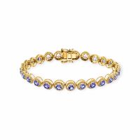7.56tcw Tansanit Armband 14k Gelbgold