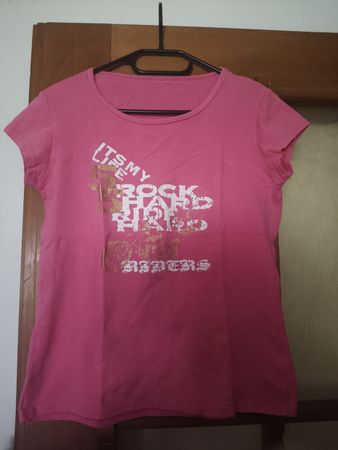T-Shirt pink Grösse XS "Rock Hard" Print