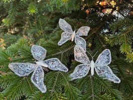 Deko - Schmetterling - Butterfly - Glitzer - silber - neu