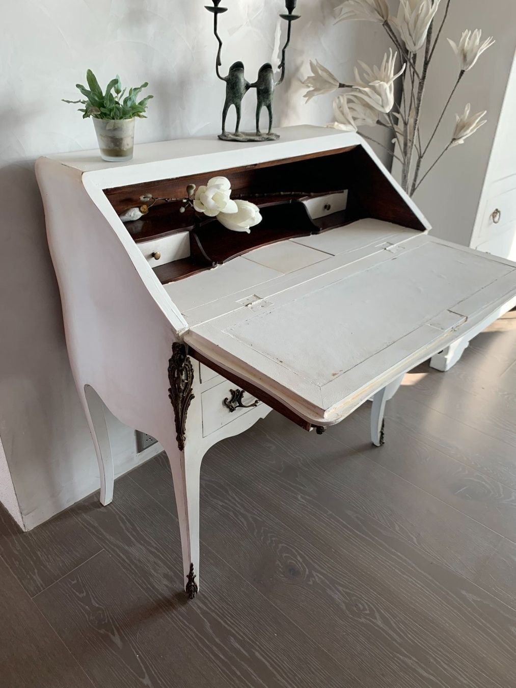 Scrivanie: Antik Sekretär barock weiss Messing shab – Usato da Dottikon venduto da beni1204 7