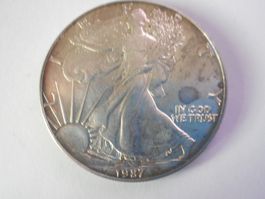 1987 Silbermünze American Eagle 1 Unze  1 Dollar US