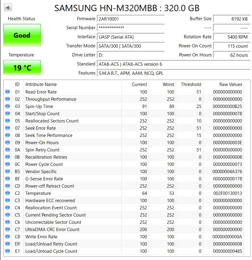 Samsung Harddisks: HDD Festplatte 2.5" 320GB Samsung – Gebraucht aus Neunkirch von MaElekt 2