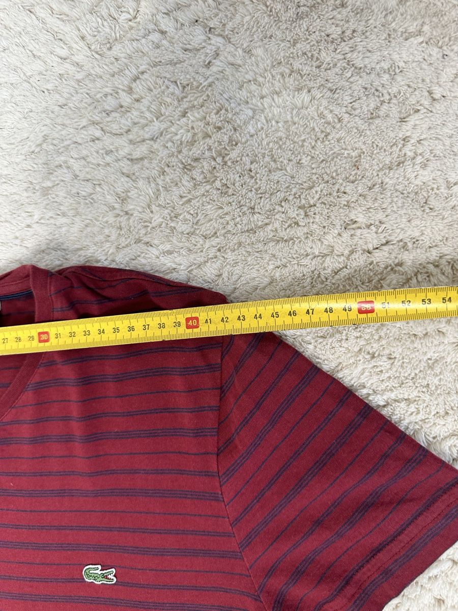 Lacoste T-shirt: T-shirt Lacoste bordeaux rayé - Taille 3 / S – Nuovo (secondo la descrizione) da Neuchâtel venduto da aliceguins 3