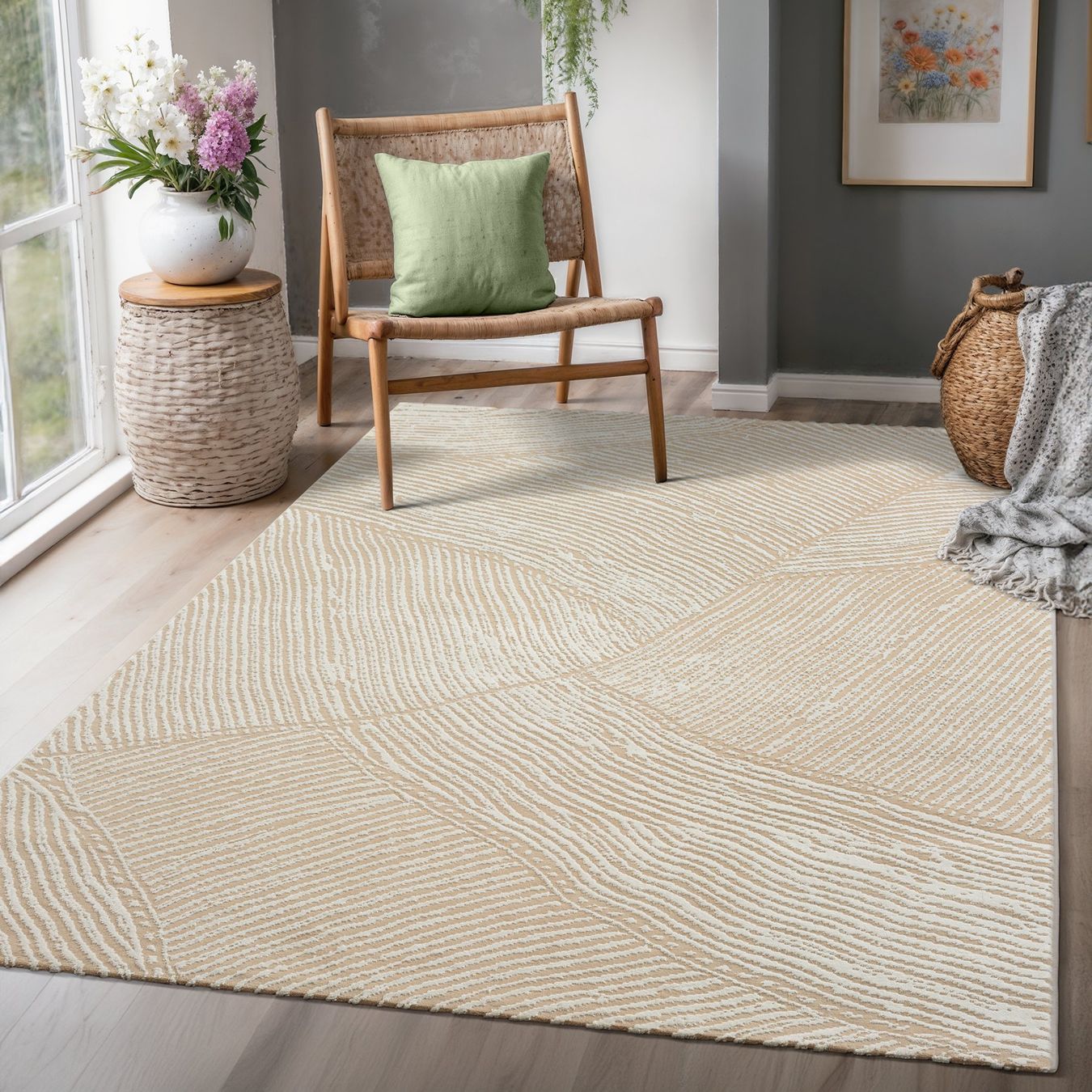 Tappeti: Moderner Teppich, abstraktes Muster, beige, 160x220cm – Nuovo e nell'imballaggio originale da Reinach AG venduto da carpethouse