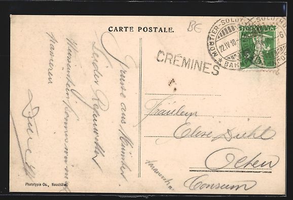 Cartoline postali: AK Moutier, Vue Generale, 1910 – Usato da Berlin venduto da bartko-reher 1