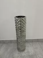 Boden-Vase metallisch silber 61 cm hoch guter Zustand