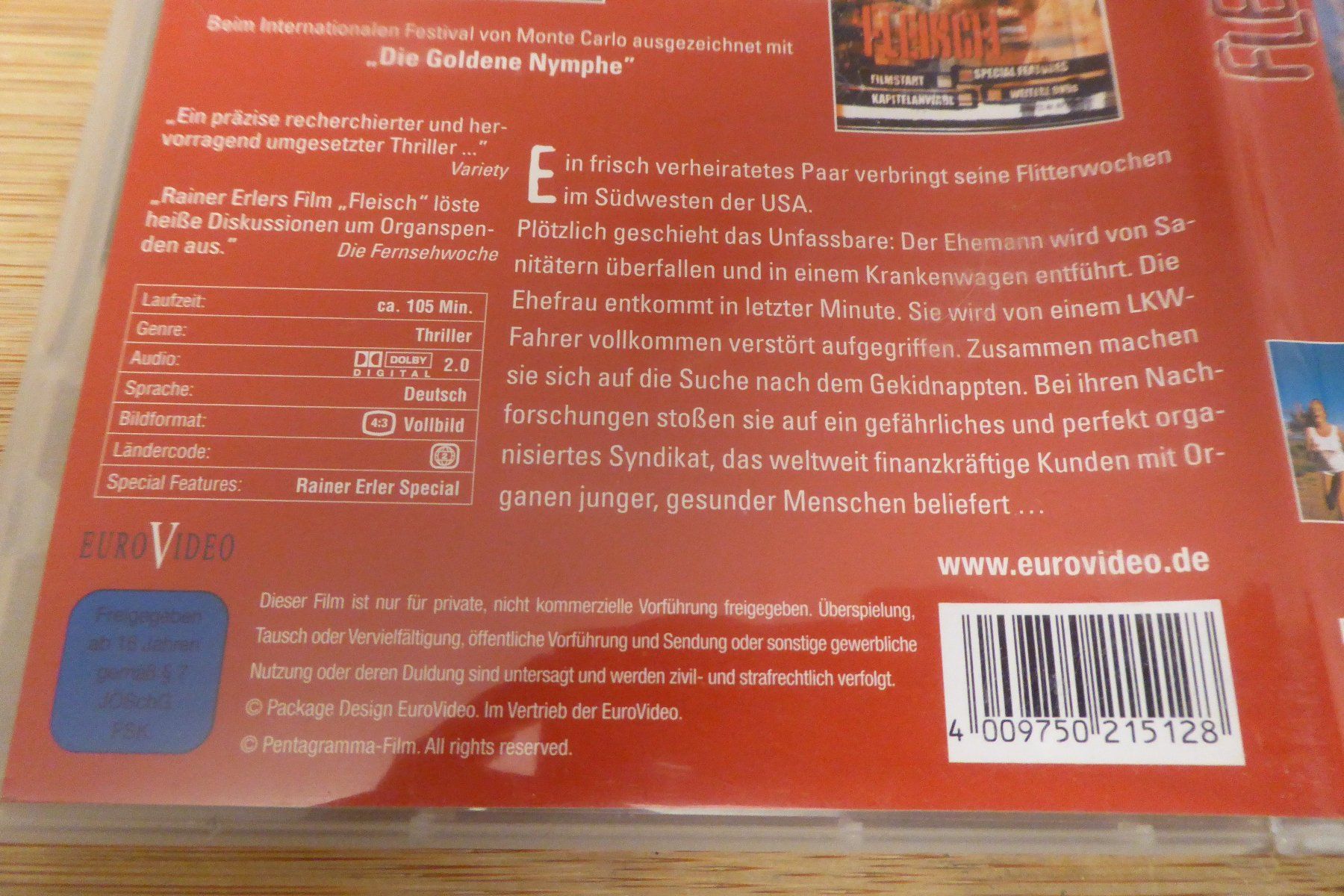 Tutti i DVDs: DVD Rainer Erler Fleisch – Usato da Allschwil venduto da Summelsarium 2