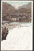 ^Lithografie Gruss aus Interlaken , gel. 1899