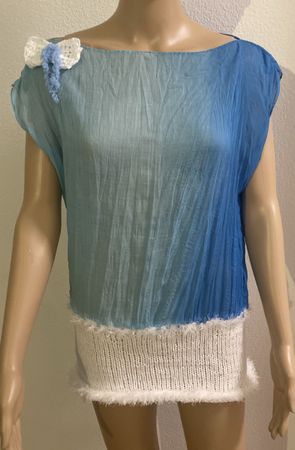 Damen Oberteil/min Dress blau weiss Grösse M Ombré Look