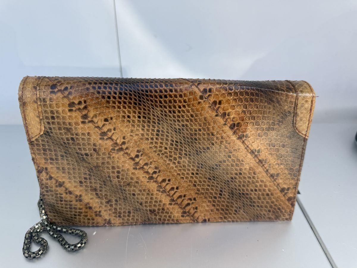 Sacs femmes: Clutch bag python leather vintage chain strap brown – D'occasion à Liebefeld par Khampa 2