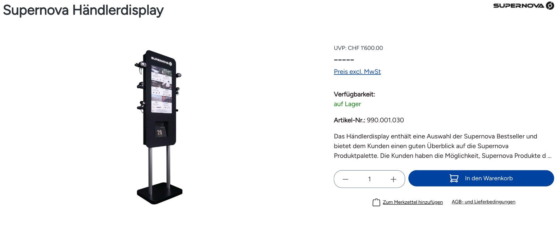 Altro in Decorazioni & Accessori: Supernova Händlerdisplay  UVP: CHF 1’600.00 – Usato da Tübach venduto da KL-Bikes