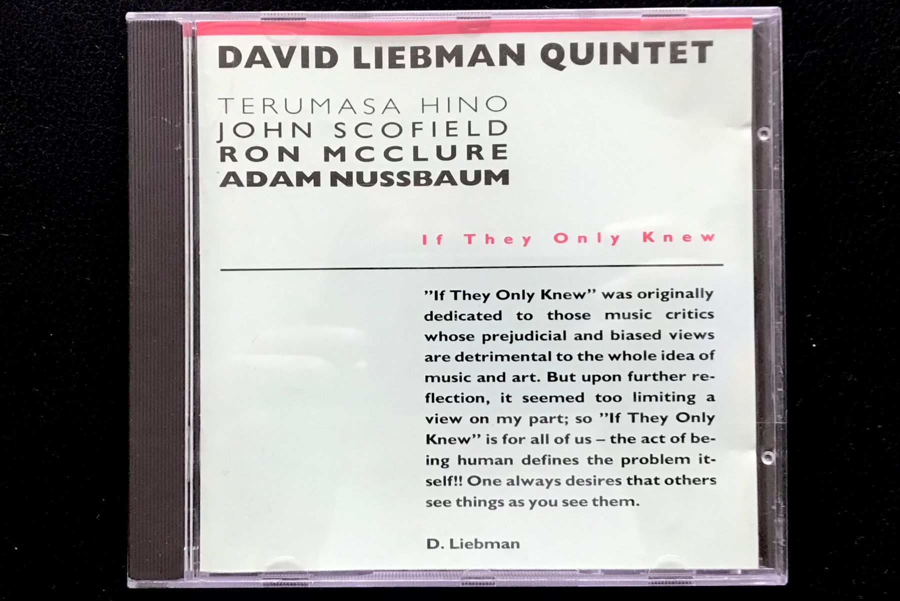 CD: CD David Liebman Quintet - If They Only Knew – Usato da Zürich venduto da tomakomai