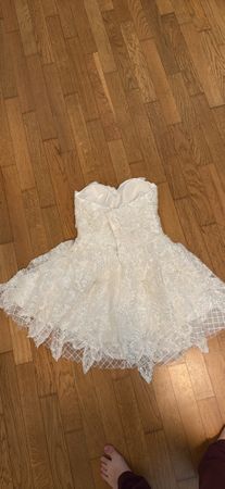 Short Strapless Dress White Lace Size S New Condition