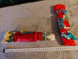 2 sehr alte, grosse Knallbonbons, Vintage, Weihnachten, Deko