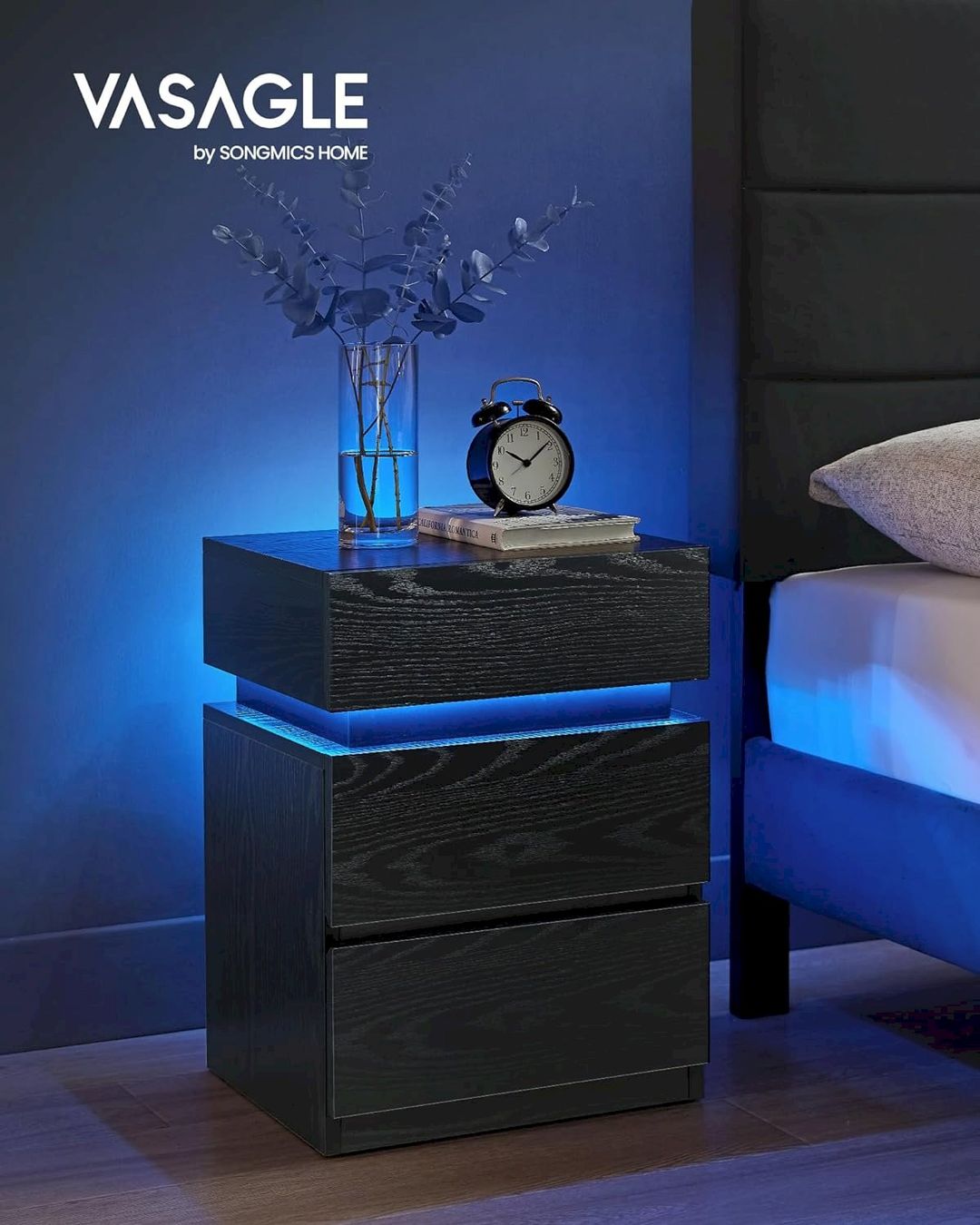 Comodini: VASAGLE Nachttisch mit LED-Beleuchtung – Nuovo e nell'imballaggio originale da Bottighofen venduto da zaap 1