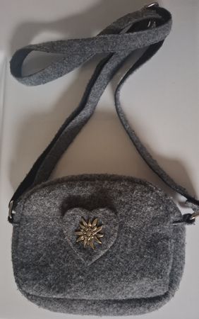 Dirndl Handtasche, dunkelgrau mit Edelweiss