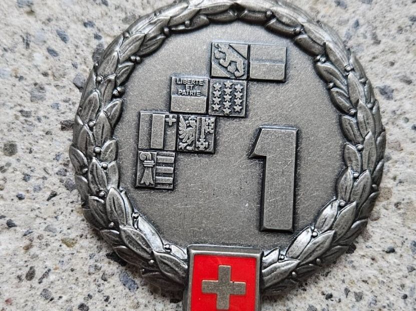 Schweizer Armee Placchette & Badge: *** Div Ter 1 Silber Béret Emblem *** – Nuovo (secondo la descrizione) da Riedholz venduto da fr_sIruP 1