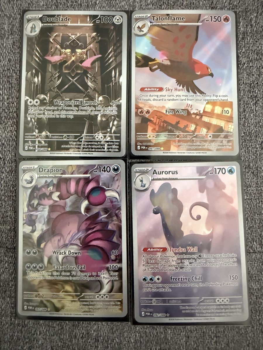 Pokémon Carte collezionabili: 4x Pokémon Karten: Doublade, Talonflame, Drapion, Aurorus – Nuovo (secondo la descrizione) da Brugg AG venduto da bbc_cwk7