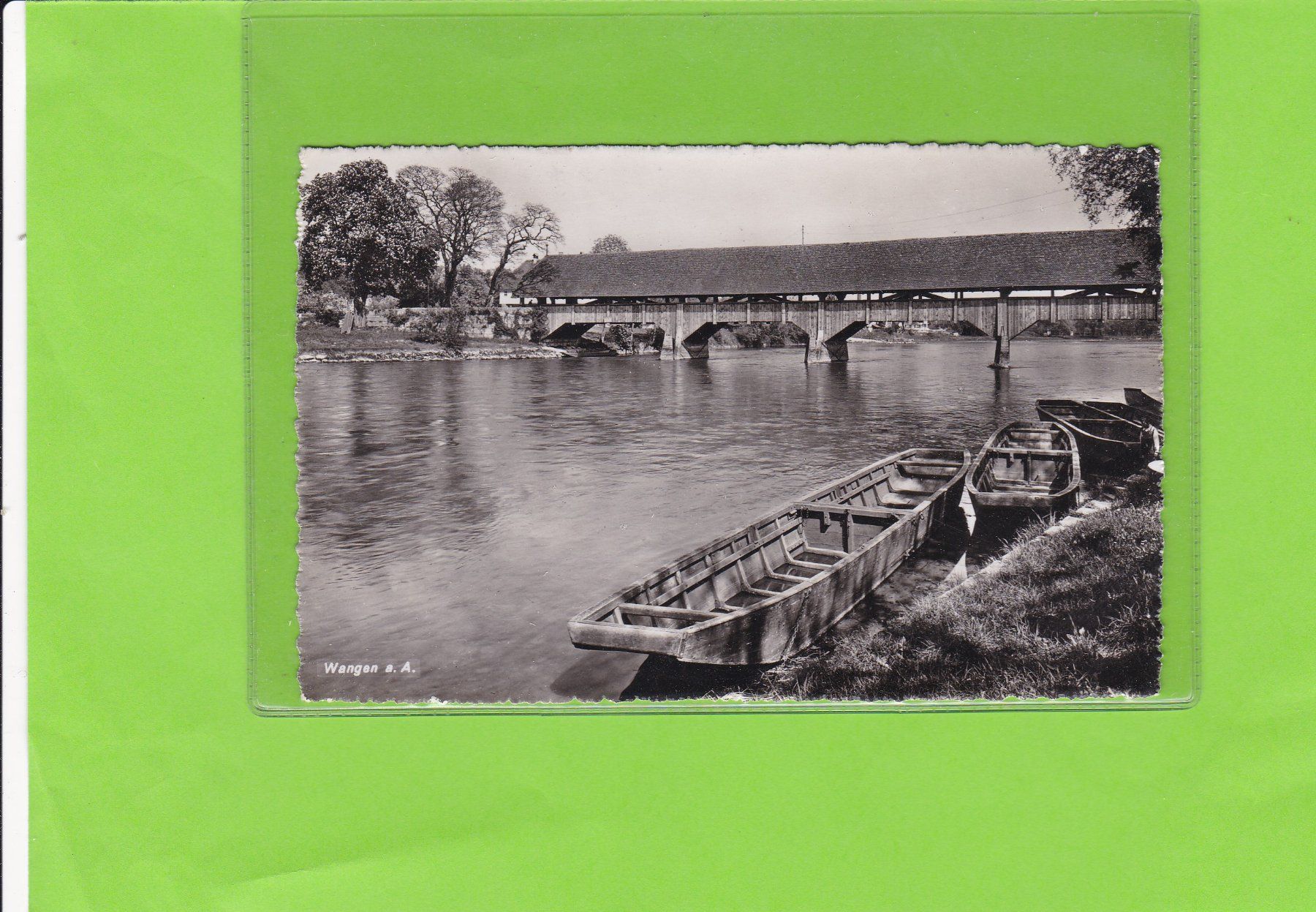 Cartoline postali: Wangen a. A.--gedeckte Holzbrücke – Usato da St. Peterzell venduto da neckertal