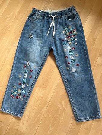 Upcycling Jeans in ca. Gr. 36, Blau
