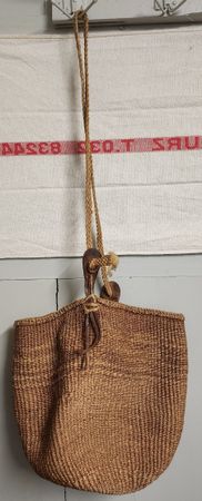 Vintage Bast Tasche Beutel Naturgeflecht Handgeflochten