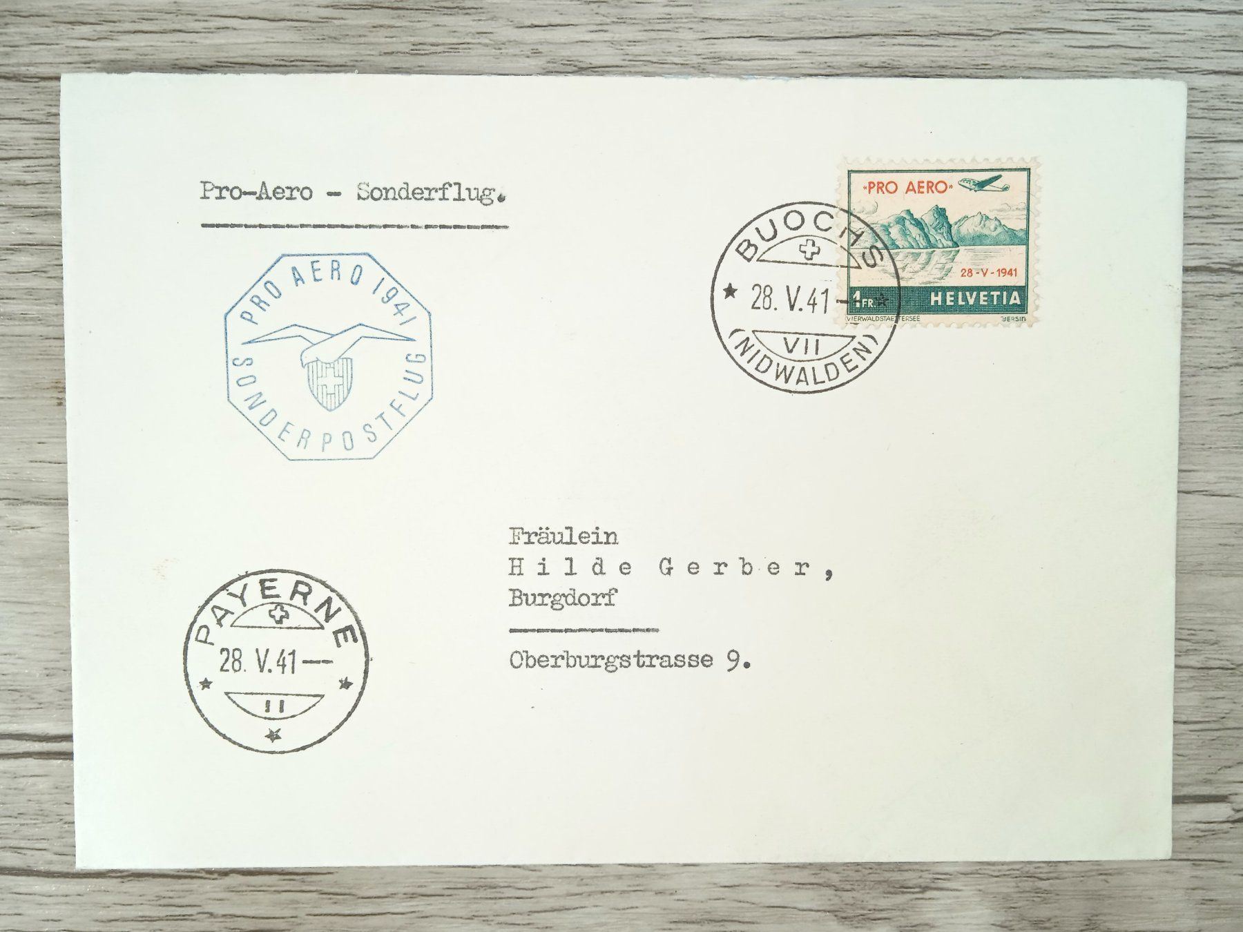 Tutti i francobolli: TR72 Enveloppe + Timbre Suisse 1941 – Usato da Cousset venduto da Patrick_Collections
