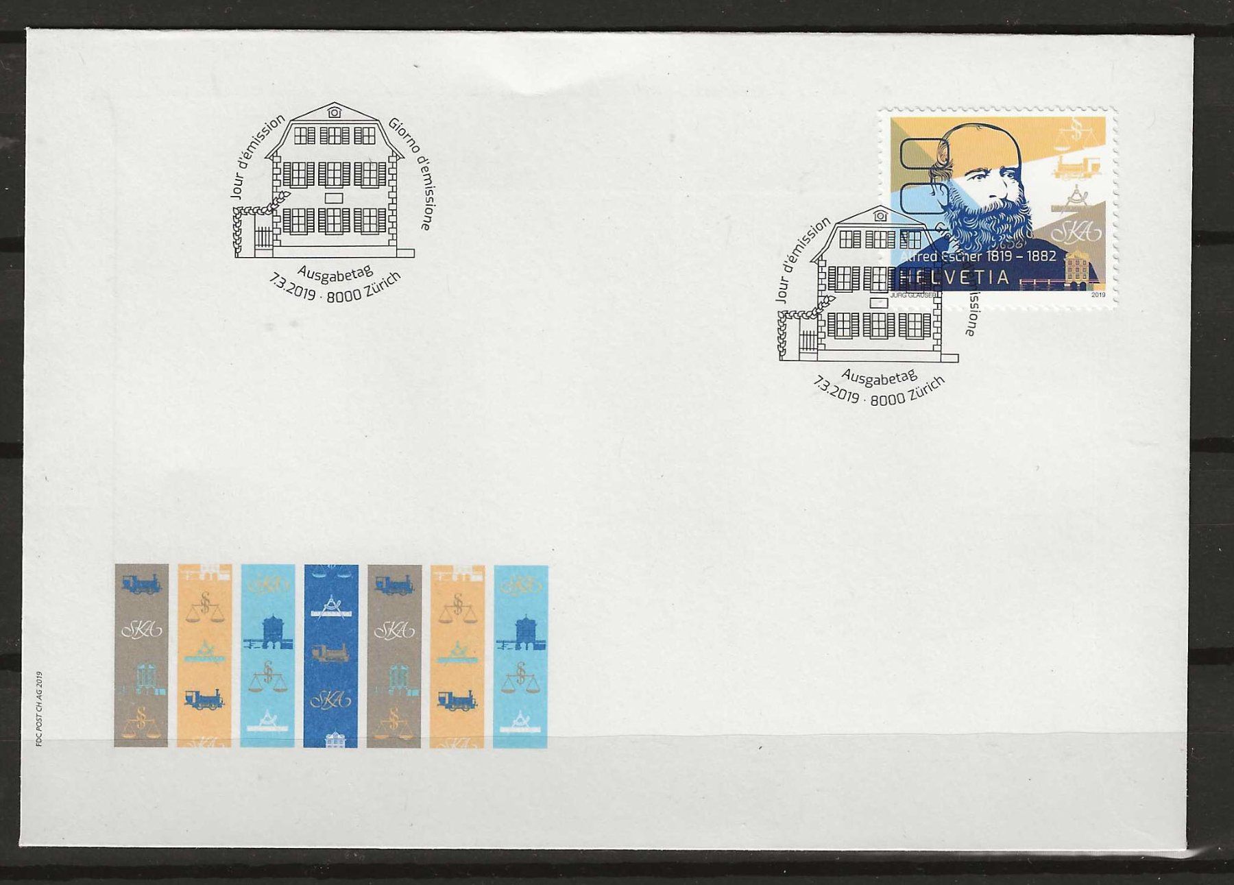 Tutti i francobolli: F1726 - FDC 200 ans Alfred Escher – Usato da Trélex venduto da Phil_Albert