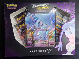 POKEMON CHAMPION'S PATH HATTERENE V COLLECTION mit 4 Booster