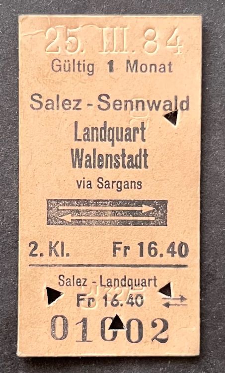 Salez Sennwald Landquart Walenstadt via Sargans/ 1984 Kaufen auf