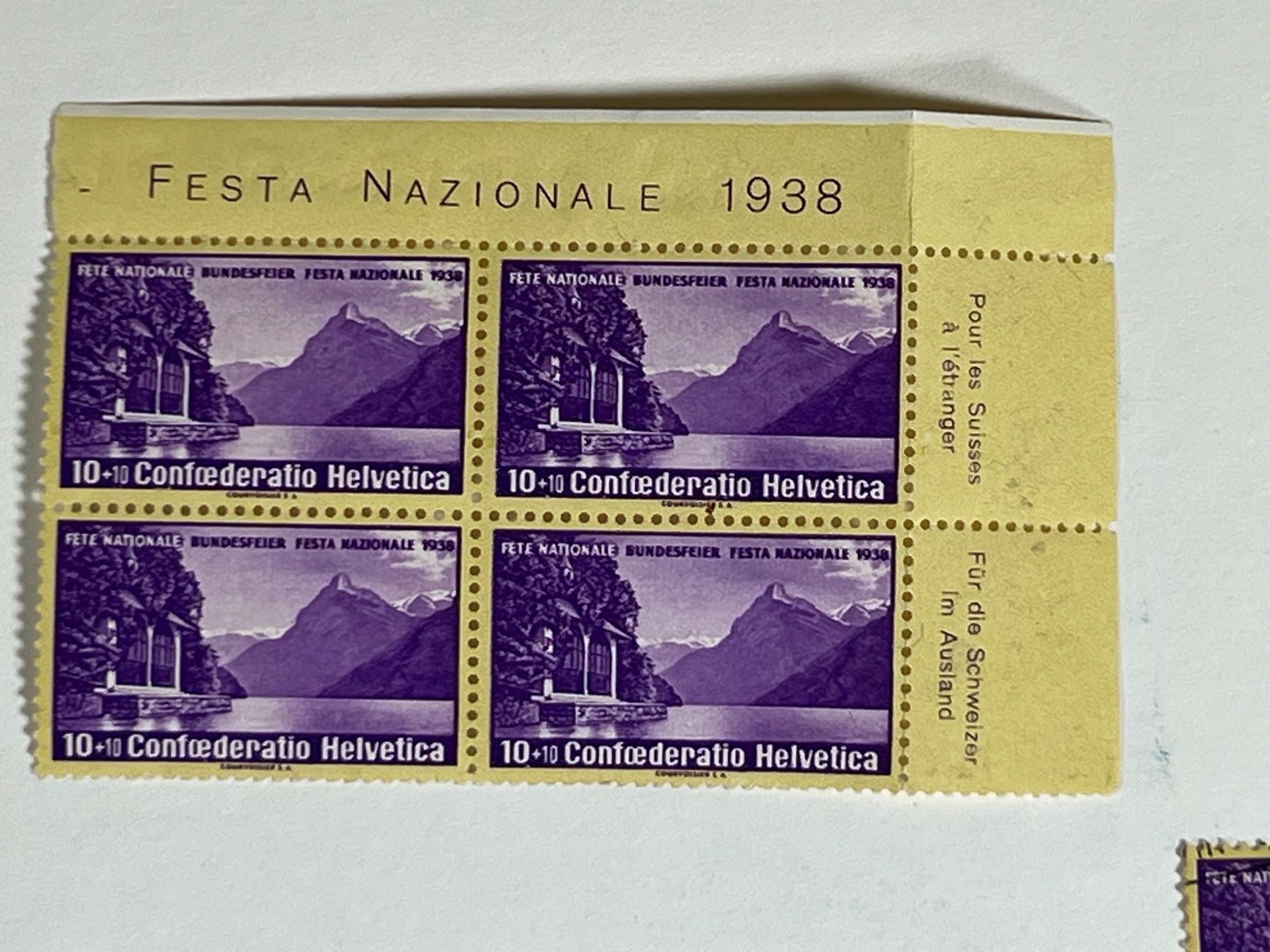 Tutti i francobolli: Bundesfeier 1938 diverse Marken Blöcke postfrisch – Usato da Wollerau venduto da Sammler-Ecke 1