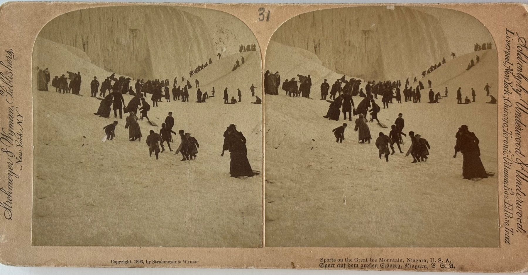 Cartoline postali: Stereofoto, Ice Mountain, Niagara, USA – Usato da Frauenfeld venduto da Merk52