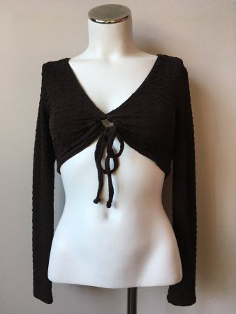 Haut court marron texturisé manches longues - Taille XS