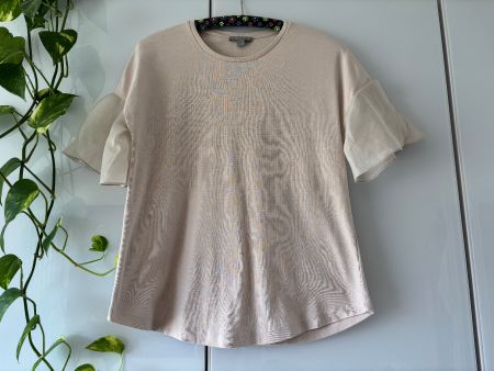 COS beiges Shirt mit Organza-Ärmeln Gr. XS