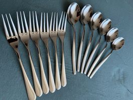 6 Suppenlöffel und 6 Gabeln, WMF, Chromstahl