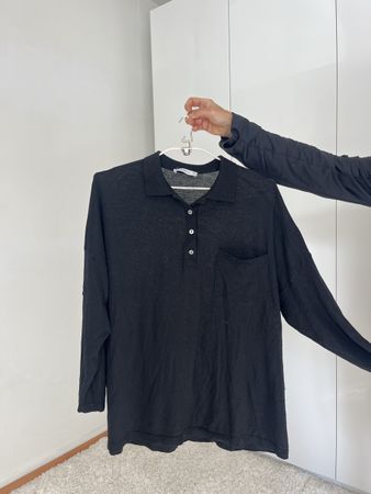 Zara Strick-Polohemd, schwarz, Gr. M – Zeitlos & bequem!