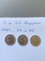 3 x 20 Rappen 1883, 1884, 1885