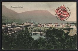 AK Goldau, Teilansicht mit Rigi, 1907