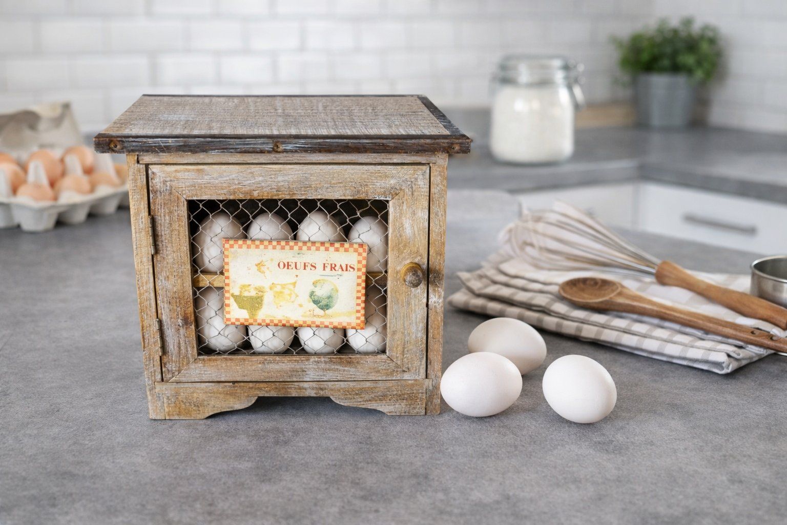Altro per la casa: Rustikale Eierbox Holz für 12 Eier Deko – Nuovo (secondo la descrizione) da Fully venduto da VaneaSelection