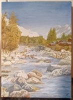 Gemälde "Bergfluss im Herbst" - Handgemaltes Unikat!